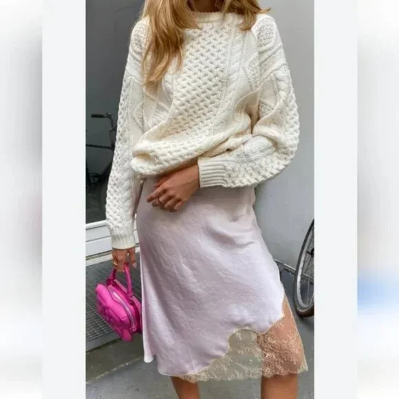 Aritzia Wilfred Sonnet Satin Slip Lace Dress Sage Green Size XS - Picture 2 of 8